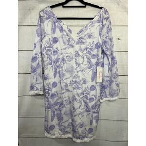 NWT Persifor Size L Brie Dress - Toil in Thistle - Purple White